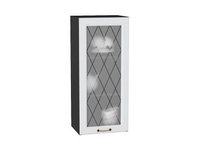 Шкаф верхний со стеклом Ницца 400Н Белый / Graphite