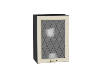 Шкаф верхний со стеклом Ницца 500 Дуб крем / Graphite