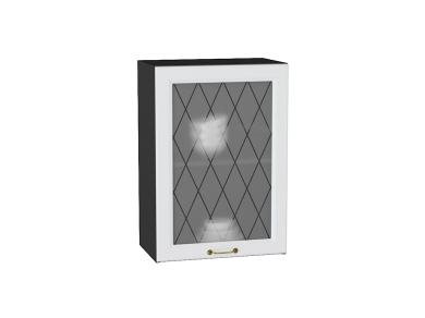 Шкаф верхний со стеклом Ницца 500 Белый / Graphite