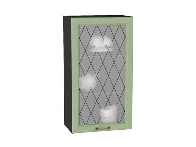 Шкаф верхний со стеклом Ницца 500Н Дуб оливковый / Graphite
