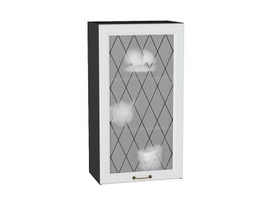 Шкаф верхний со стеклом Ницца 500Н Белый / Graphite