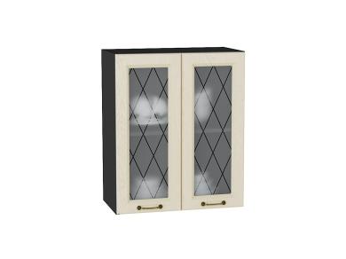 Шкаф верхний со стеклом Ницца 600 Дуб крем / Graphite