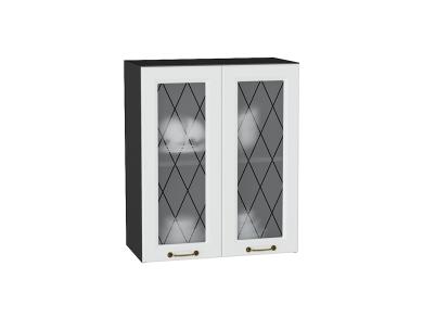 Шкаф верхний со стеклом Ницца 600 Белый / Graphite