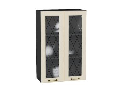 Шкаф верхний со стеклом Ницца 600Н Дуб крем / Graphite