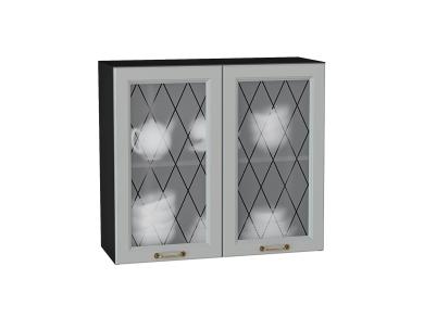 Шкаф верхний со стеклом Ницца 800 Графит / Graphite