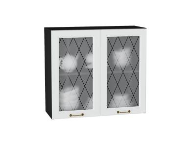 Шкаф верхний со стеклом Ницца 800 Белый / Graphite