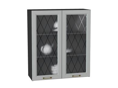 Шкаф верхний со стеклом Ницца 800Н Графит / Graphite