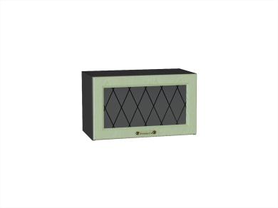 Шкаф верхний горизонтальный со стеклом Ницца 600 Дуб оливковый / Graphite