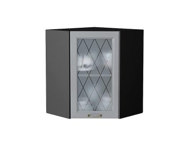 Шкаф верхний угловой со стеклом Ницца 590 Графит / Graphite