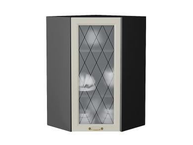 Шкаф верхний угловой со стеклом Ницца 590Н Агат / Graphite