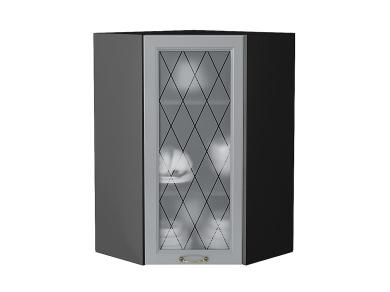 Шкаф верхний угловой со стеклом Ницца 590Н Графит / Graphite