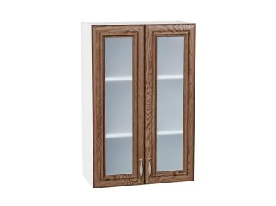 Шкаф верхний со стеклом Шале 600Н Brown Dreamline / Белый
