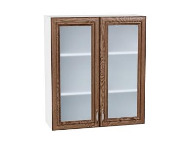 Шкаф верхний со стеклом Шале 800Н Brown Dreamline / Белый