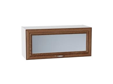 Шкаф верхний горизонтальный со стеклом Шале 800 Brown Dreamline / Белый