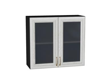 Шкаф верхний со стеклом Шале 800 White Dreamline / Graphite