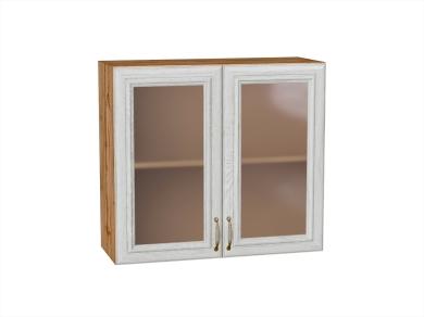 Шкаф верхний со стеклом Шале 800 White Dreamline / Дуб Вотан