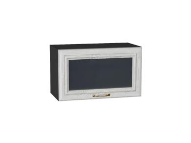 Шкаф верхний горизонтальный со стеклом Шале 600 White Dreamline / Graphite