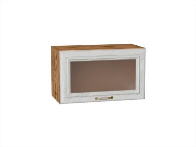 Шкаф верхний горизонтальный со стеклом Шале 600 White Dreamline / Дуб Вотан