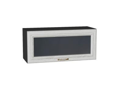 Шкаф верхний горизонтальный со стеклом Шале 800 White Dreamline / Graphite