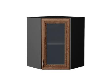 Шкаф верхний угловой со стеклом Шале 590 Brown Dreamline / Graphite