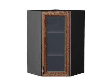 Шкаф верхний угловой со стеклом Шале 590Н Brown Dreamline / Graphite