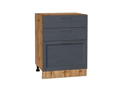 Шкаф нижний с 3-мя ящиками Сканди 600 Graphite Softwood / Дуб Вотан