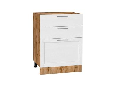 Шкаф нижний с 3-мя ящиками Сканди 600 White Softwood / Дуб Вотан
