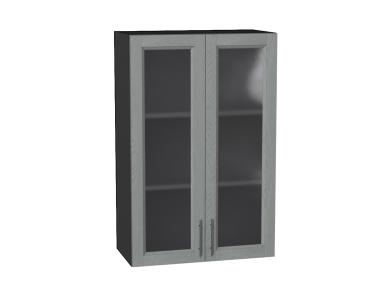 Шкаф верхний со стеклом Сканди 600Н Grey Softwood / Graphite