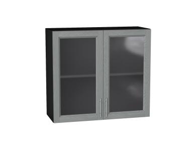 Шкаф верхний со стеклом Сканди 800 Grey Softwood / Graphite