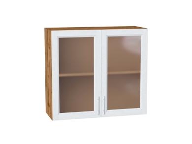 Шкаф верхний со стеклом Сканди 800 White Softwood / Дуб Вотан