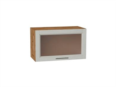 Шкаф верхний горизонтальный со стеклом Сканди 600 Cappuccino Softwood / Дуб Вотан