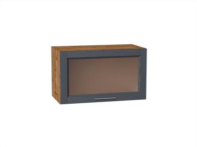 Шкаф верхний горизонтальный со стеклом Сканди 600 Graphite Softwood / Дуб Вотан