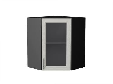 Шкаф верхний угловой со стеклом Сканди 590 Cappuccino Softwood / Graphite