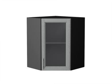 Шкаф верхний угловой со стеклом Сканди 590 Grey Softwood / Graphite