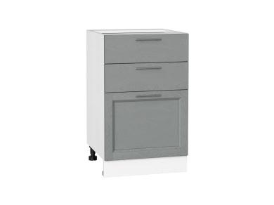 Шкаф нижний с 3-мя ящиками Сканди 500 Grey Softwood / Белый