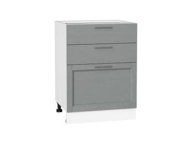 Шкаф нижний с 3-мя ящиками Сканди 600 Grey Softwood / Белый