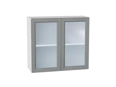Шкаф верхний со стеклом Сканди 800 Grey Softwood / Белый
