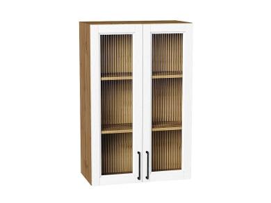 Шкаф верхний со стеклом Сканди 600Н White Silkwood / Дуб Вотан