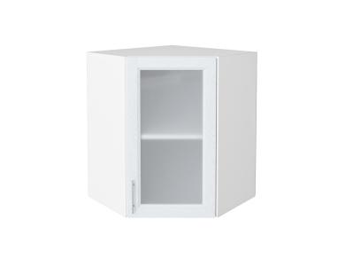 Шкаф верхний угловой со стеклом Сканди 590 White Softwood / Белый