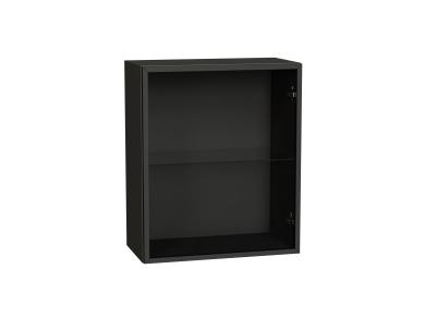 Шкаф верхний с 1-ой остекленной дверцей (полки Стекло) 600М Черный / Graphite