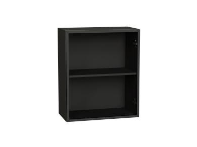 Шкаф верхний с 1-ой остекленной дверцей (полки ЛДСП) 600М Черный / Graphite