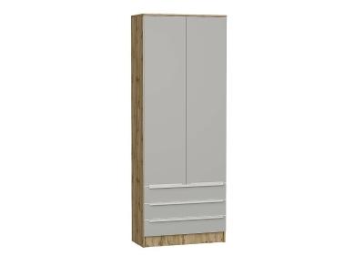 Шкаф двухстворчатый Стиль ШК-803 с ящиками Silky Light Grey / Дуб Вотан