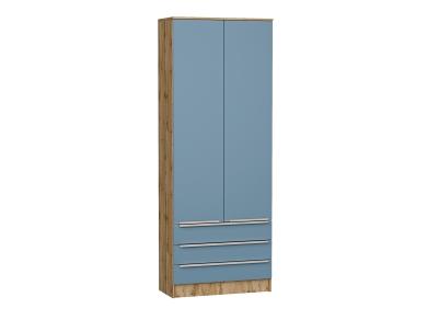 Шкаф двухстворчатый Стиль ШК-803 с ящиками Silky Blue / Дуб Вотан