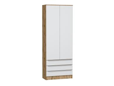 Шкаф двухстворчатый Стиль ШК-803 с ящиками Silky White / Дуб Вотан