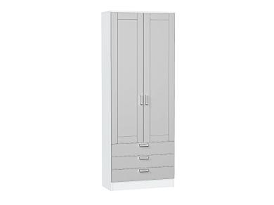 Шкаф двухстворчатый Стиль / Лофт ШК-803 с ящиками Grey Silk / Белый