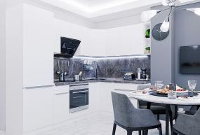 Угловая кухня Фьюжн-04 Silky White
