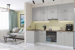 Угловая кухня Флэт-04 Light Grey In 2S / Белый