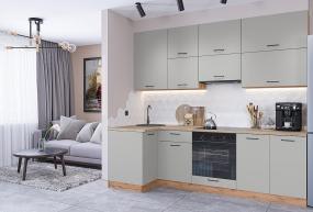 Угловая кухня Флэт-04 Light Grey In 2S / Дуб Вотан