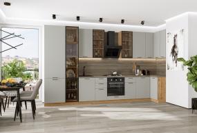 Угловая кухня Флэт-05 (полки ЛДСП) Light Grey In 2S / Дуб Вотан