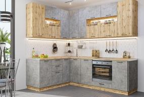 Угловая кухня Флэт-02 Wotan Oak 2S/Temple Stone 2S